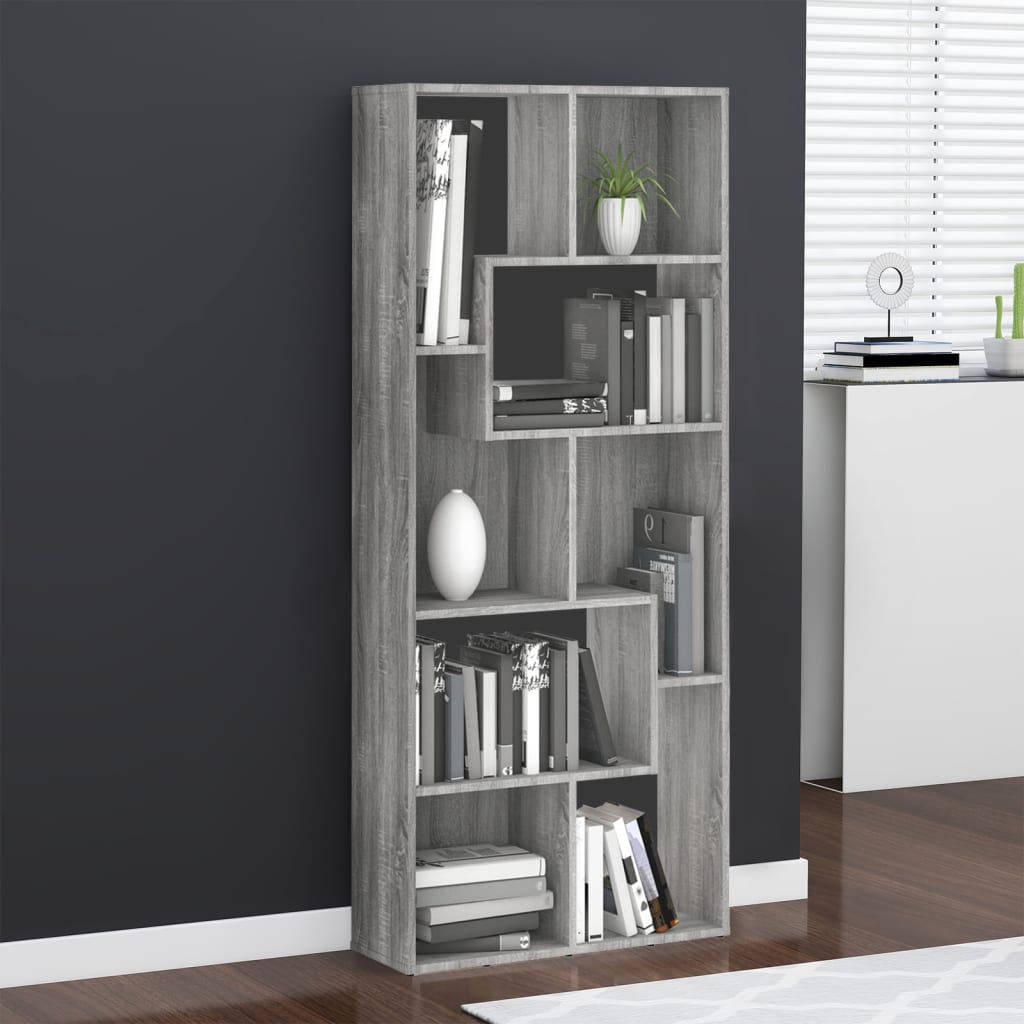 Bibliothèque Sonoma gris 67x24x161 cm Bois d'ingénierie - XIOS