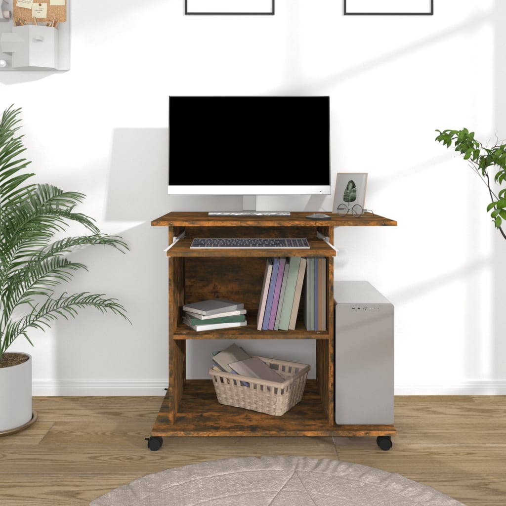 Bureau d'ordinateur Chêne fumé 80x50x75 cm Bois d'ingénierie - XIOS