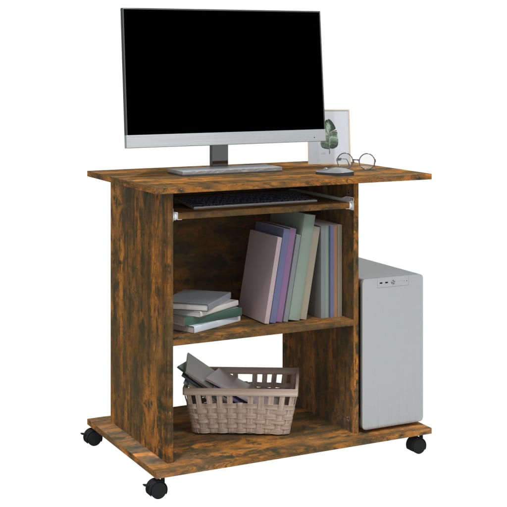 Bureau d'ordinateur Chêne fumé 80x50x75 cm Bois d'ingénierie - XIOS