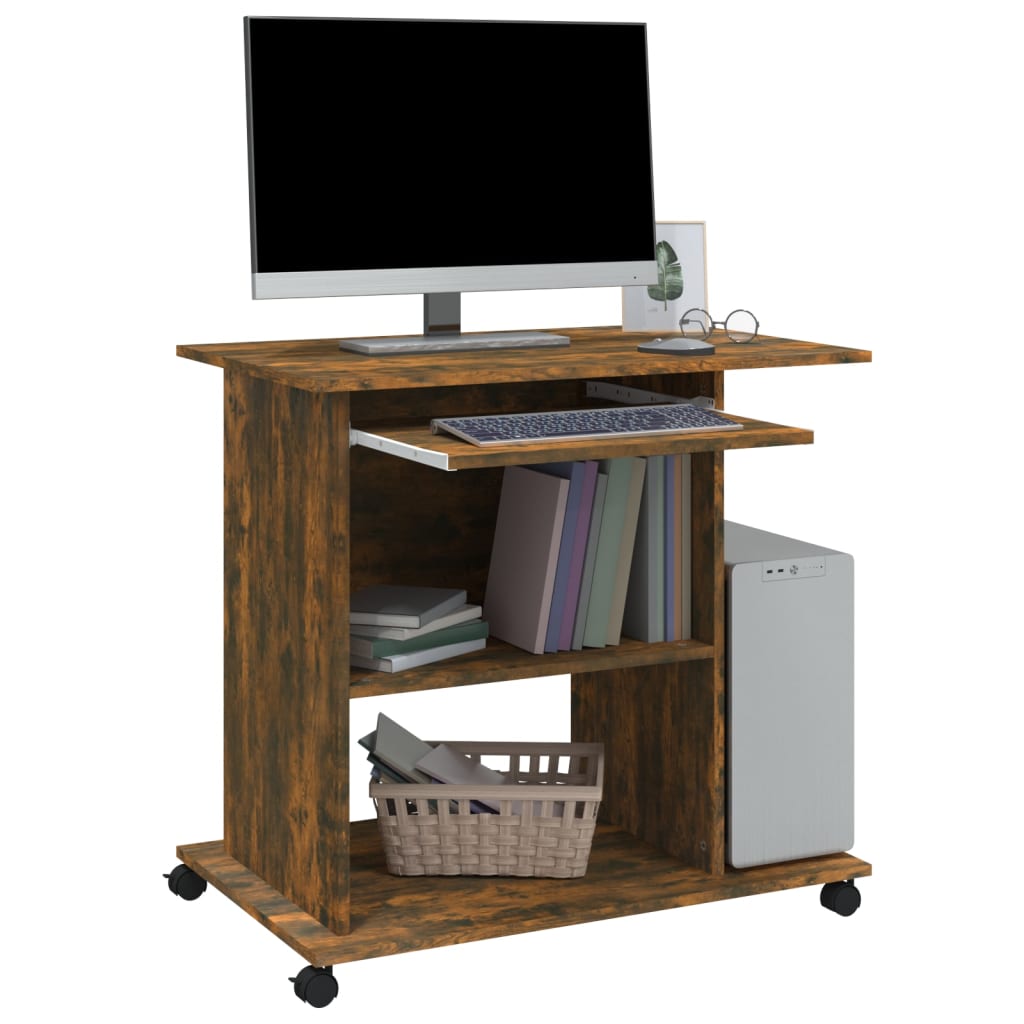 Bureau d'ordinateur Chêne fumé 80x50x75 cm Bois d'ingénierie - XIOS
