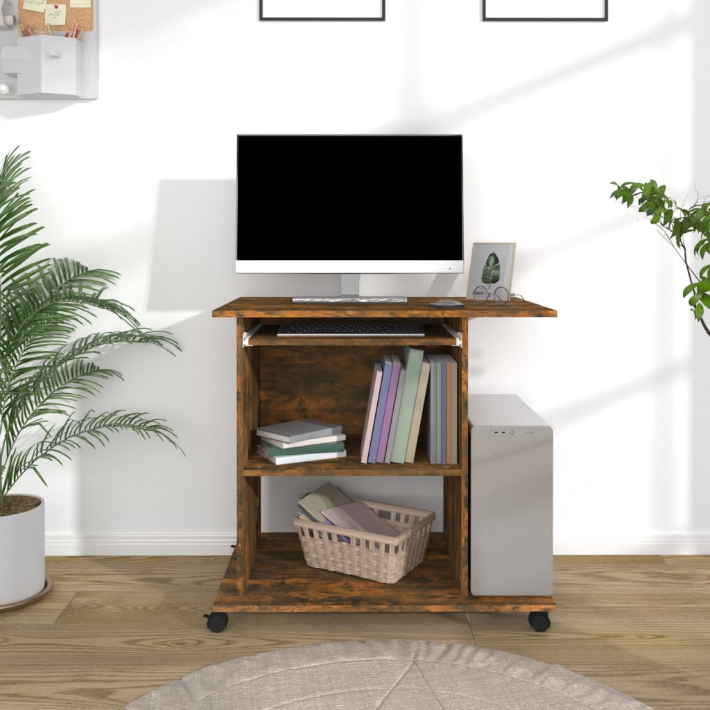 Bureau d'ordinateur Chêne fumé 80x50x75 cm Bois d'ingénierie - XIOS