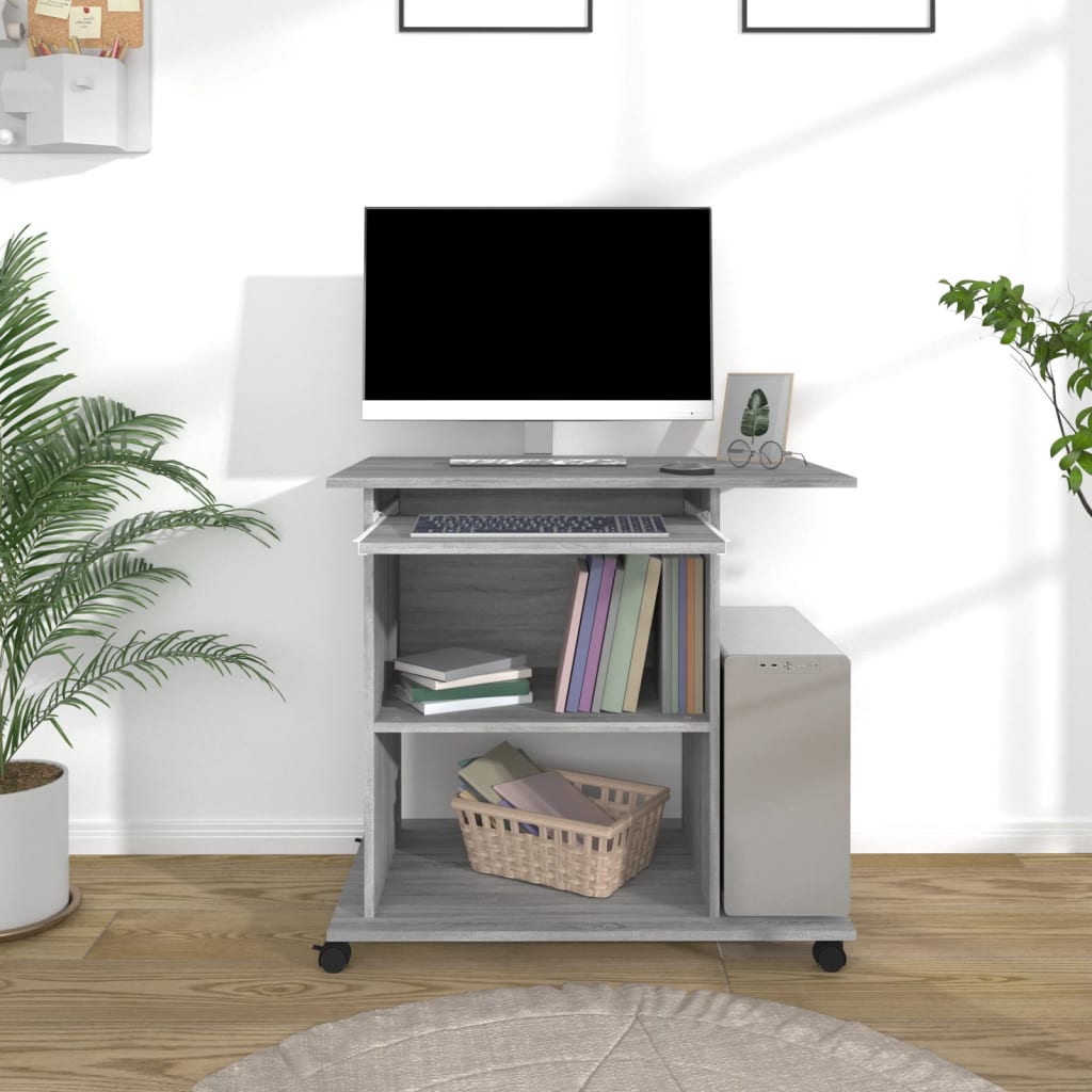 Bureau d'ordinateur Sonoma gris 80x50x75 cm Bois d'ingénierie Bureaux vidaXL