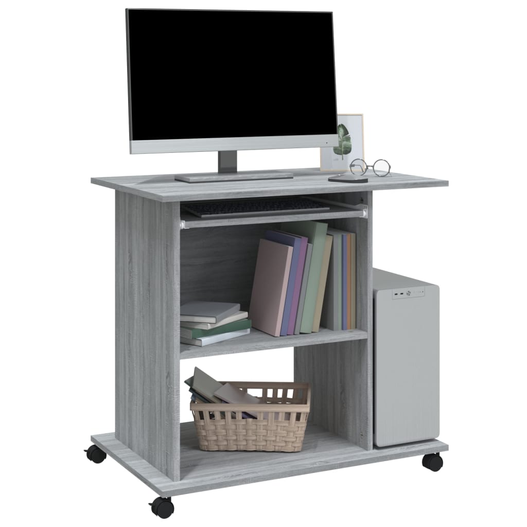 Bureau d'ordinateur Sonoma gris 80x50x75 cm Bois d'ingénierie Bureaux vidaXL