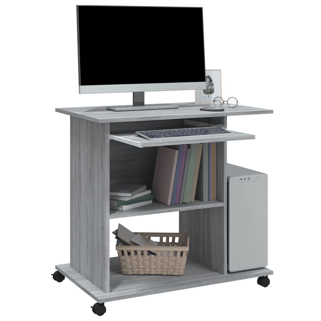 Bureau d'ordinateur Sonoma gris 80x50x75 cm Bois d'ingénierie Bureaux vidaXL