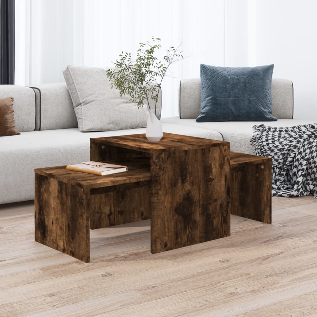 Ensemble table basse Chêne fumé 100x48x40 cm Bois d'ingénierie - XIOS