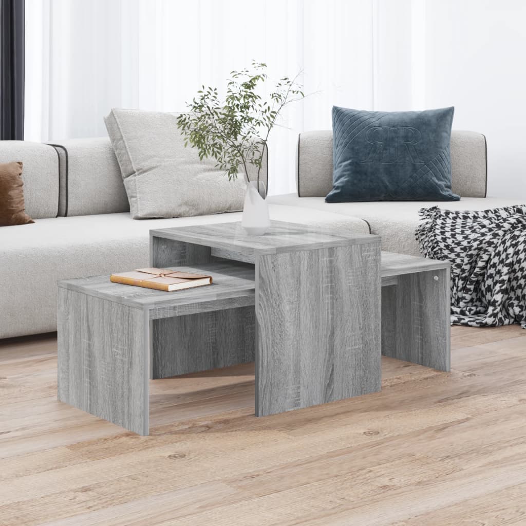 Ensemble table basse Sonoma gris 100x48x40 cm Bois d'ingénierie - XIOS
