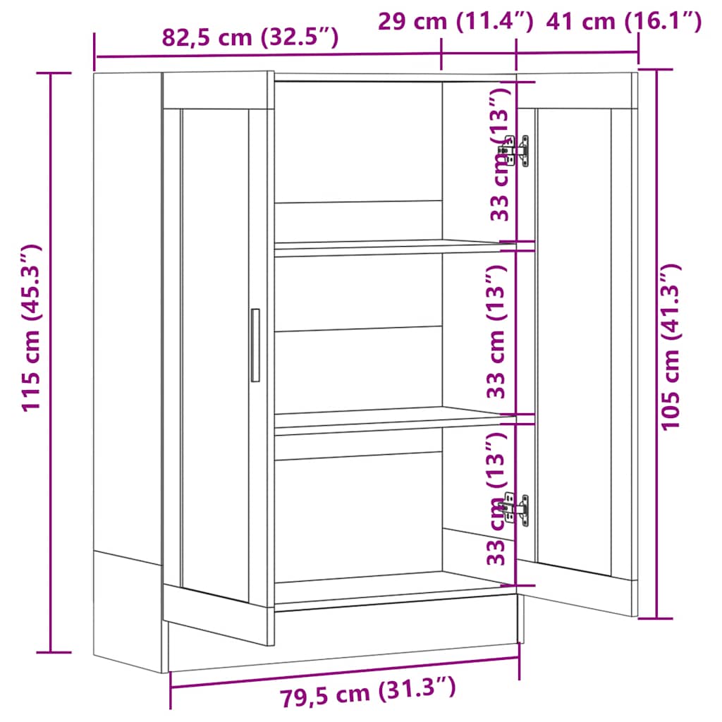Armoire à vitrine Chêne fumé 82,5x30,5x115 cm Bois d'ingénierie - XIOS