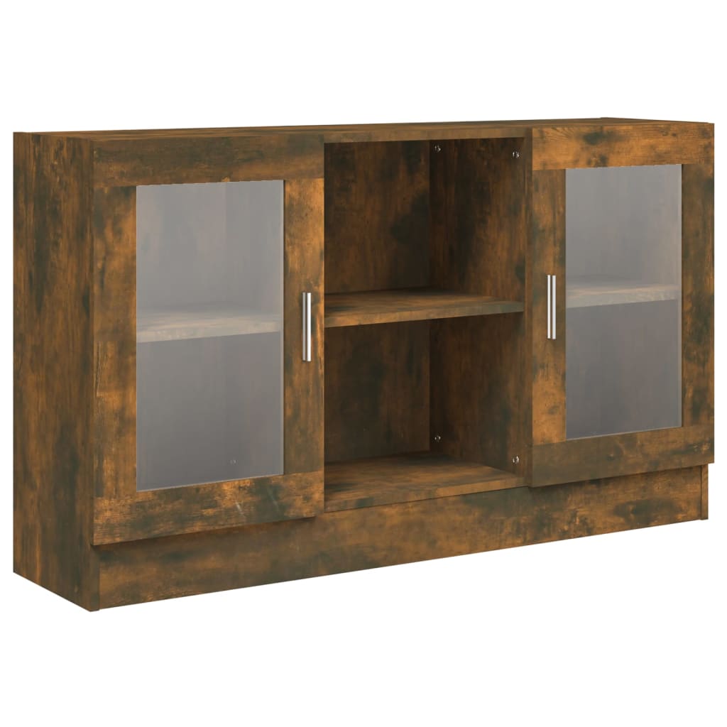 Armoire à vitrine Chêne fumé 120x30,5x70 cm Bois d'ingénierie - XIOS