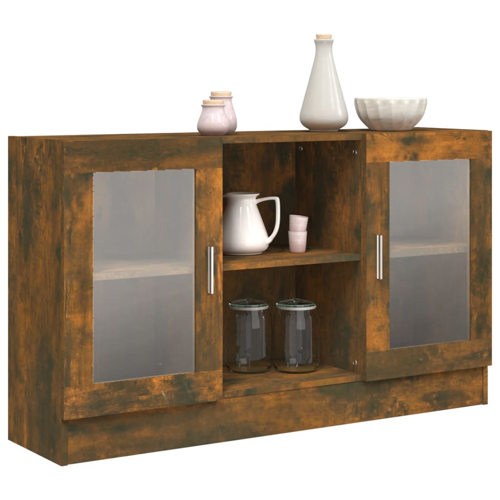 Armoire à vitrine Chêne fumé 120x30,5x70 cm Bois d'ingénierie - XIOS