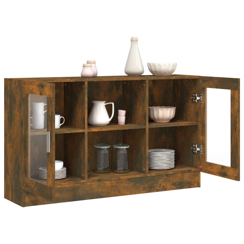 Armoire à vitrine Chêne fumé 120x30,5x70 cm Bois d'ingénierie - XIOS