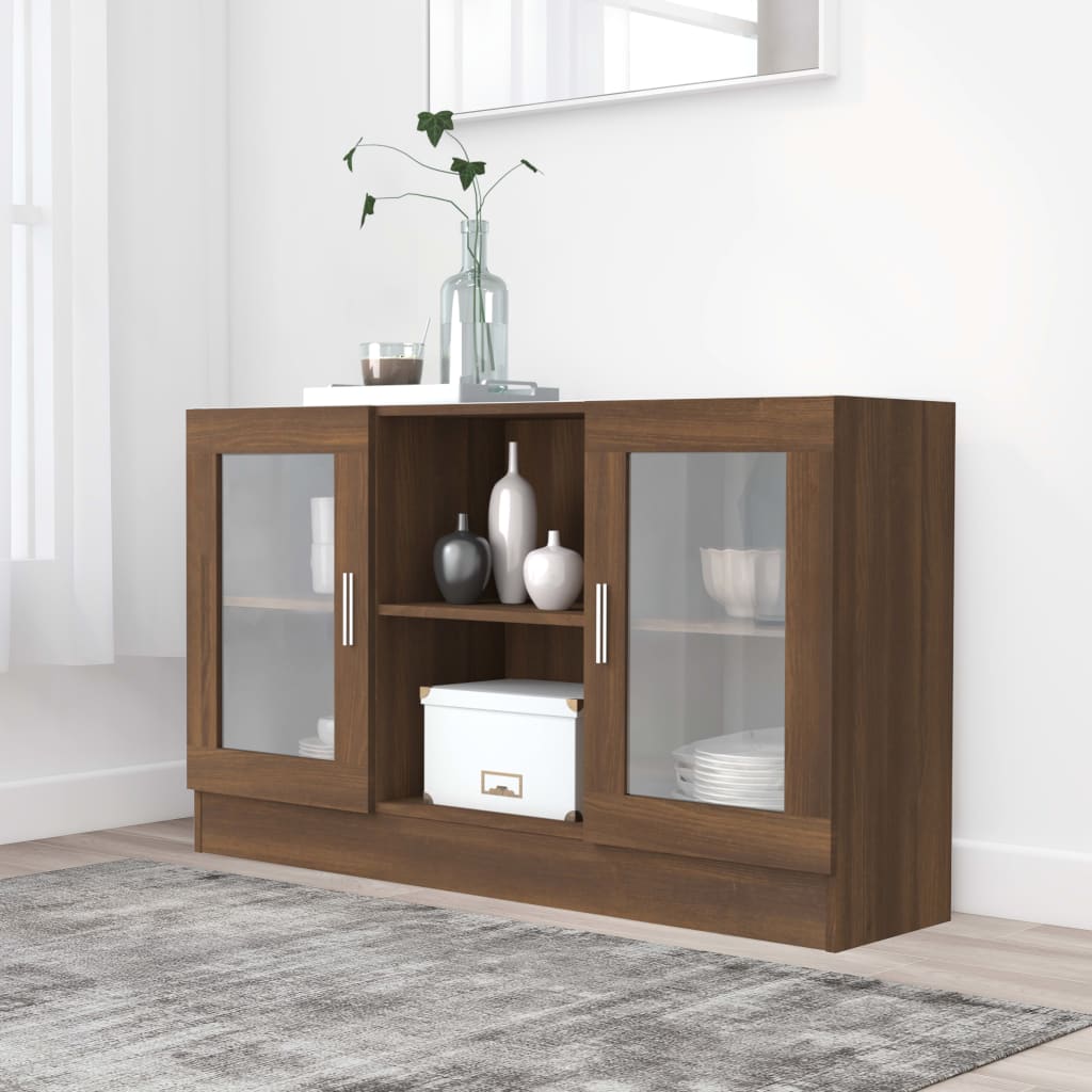 Armoire à vitrine Chêne marron 120x30,5x70 cm Bois d'ingénierie - XIOS