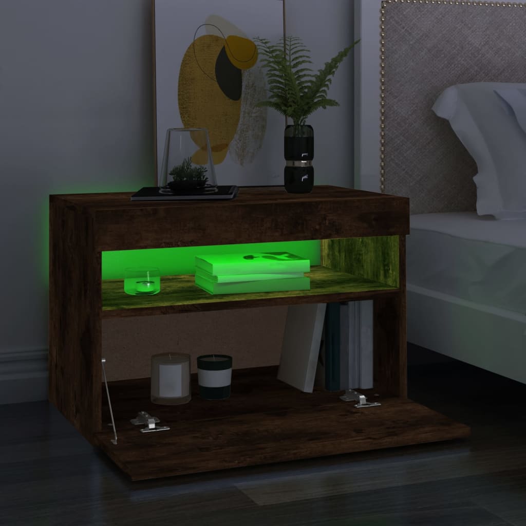 Meuble TV avec lumières LED Chêne fumé 60x35x40 cm - XIOS