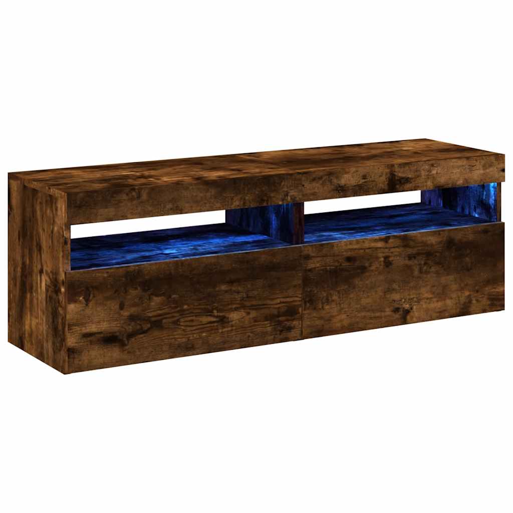 Meubles TV 2 pcs avec lumières LED Chêne fumé 60x35x40 cm - XIOS
