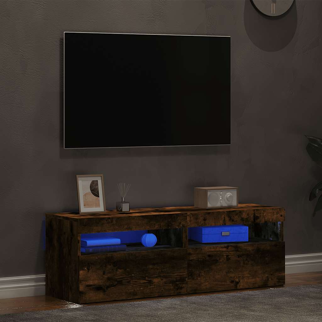 Meubles TV 2 pcs avec lumières LED Chêne fumé 60x35x40 cm - XIOS