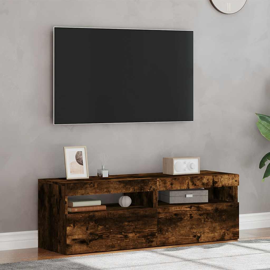 Meubles TV 2 pcs avec lumières LED Chêne fumé 60x35x40 cm - XIOS