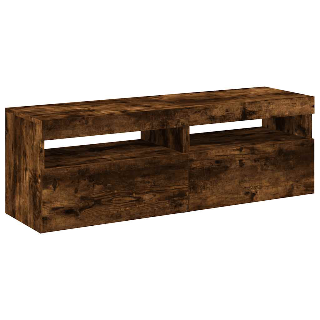 Meubles TV 2 pcs avec lumières LED Chêne fumé 60x35x40 cm - XIOS