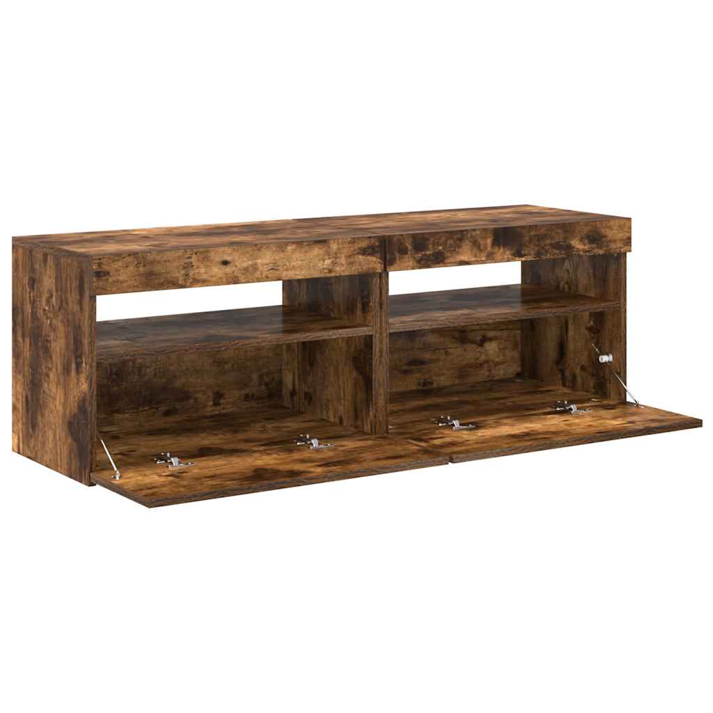 Meubles TV 2 pcs avec lumières LED Chêne fumé 60x35x40 cm - XIOS