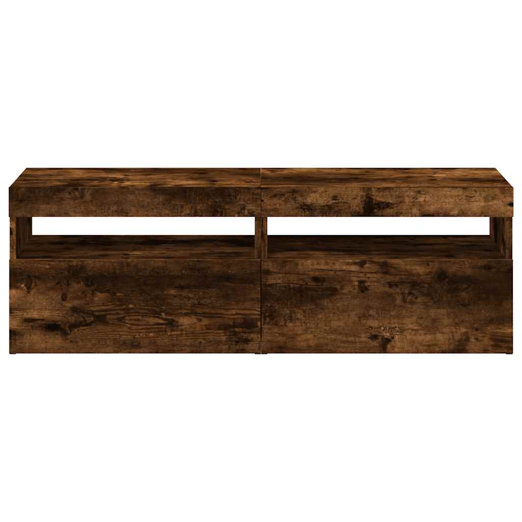 Meubles TV 2 pcs avec lumières LED Chêne fumé 60x35x40 cm - XIOS