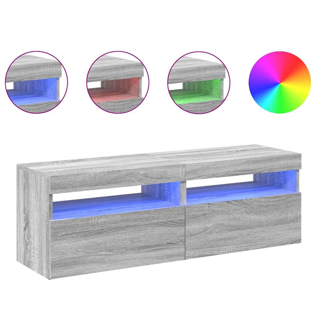 Meubles TV 2 pcs avec lumières LED Sonoma gris 60x35x40 cm - XIOS