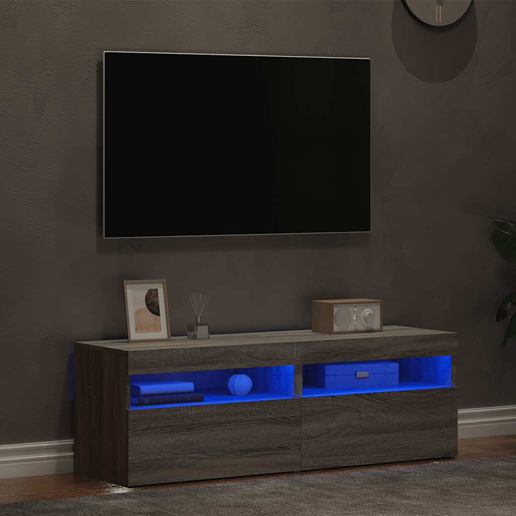 Meubles TV 2 pcs avec lumières LED Sonoma gris 60x35x40 cm - XIOS