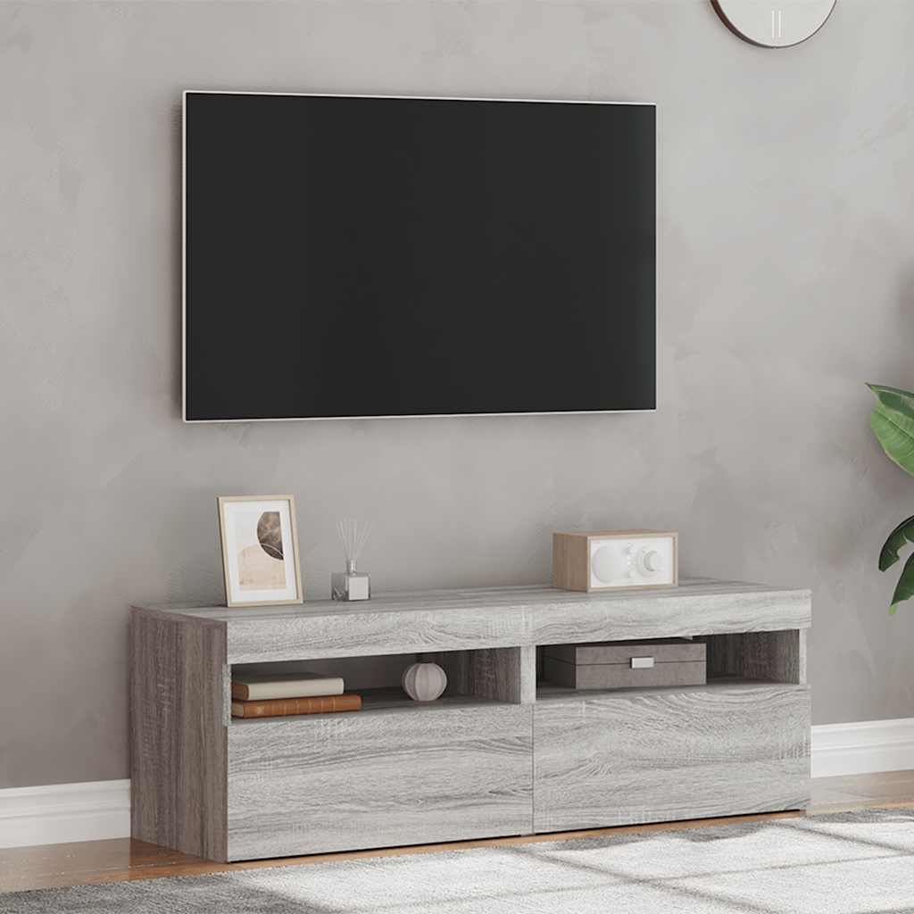 Meubles TV 2 pcs avec lumières LED Sonoma gris 60x35x40 cm - XIOS