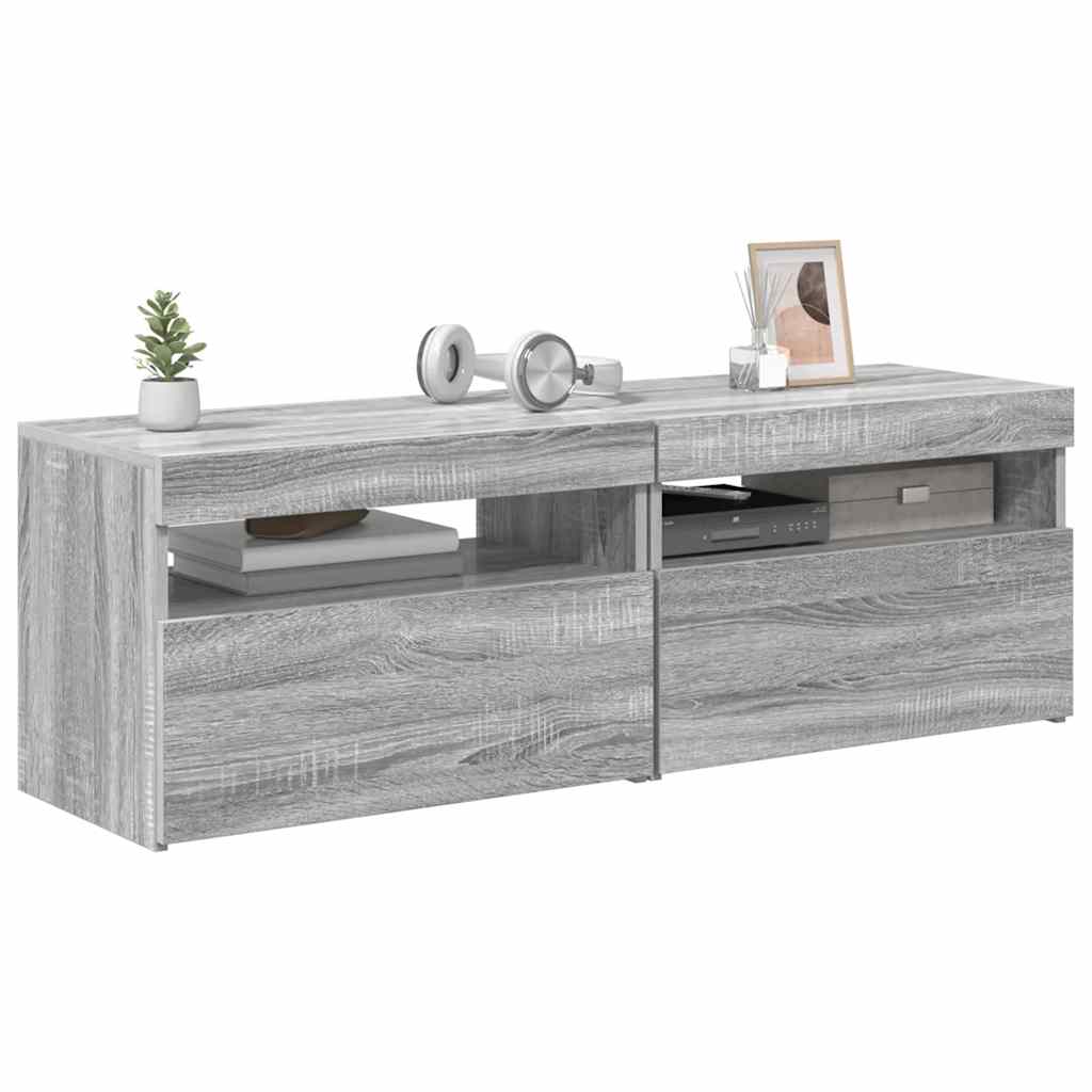 Meubles TV 2 pcs avec lumières LED Sonoma gris 60x35x40 cm - XIOS