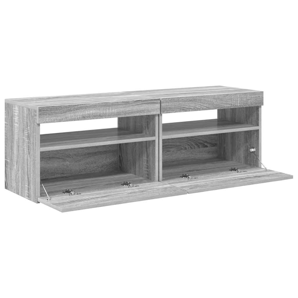 Meubles TV 2 pcs avec lumières LED Sonoma gris 60x35x40 cm - XIOS