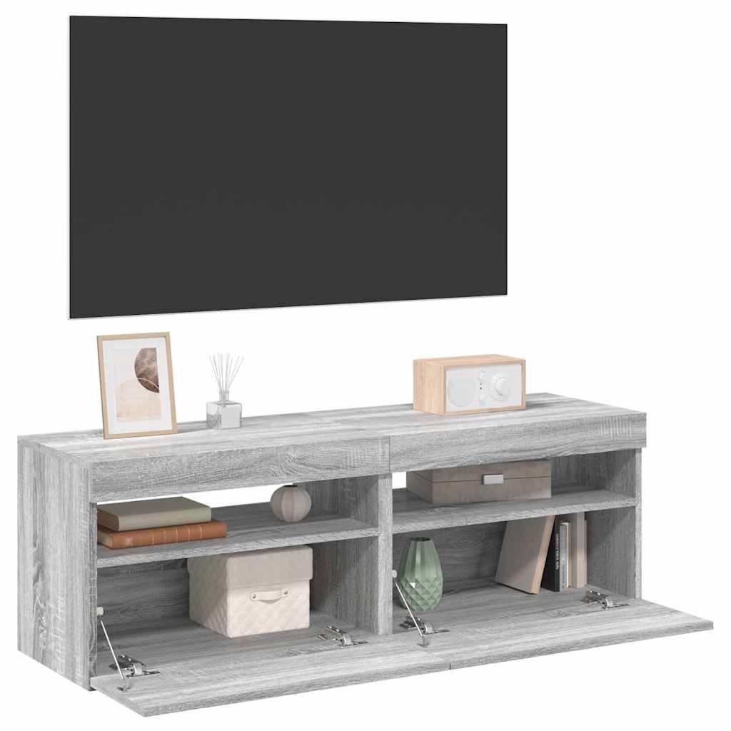 Meubles TV 2 pcs avec lumières LED Sonoma gris 60x35x40 cm - XIOS