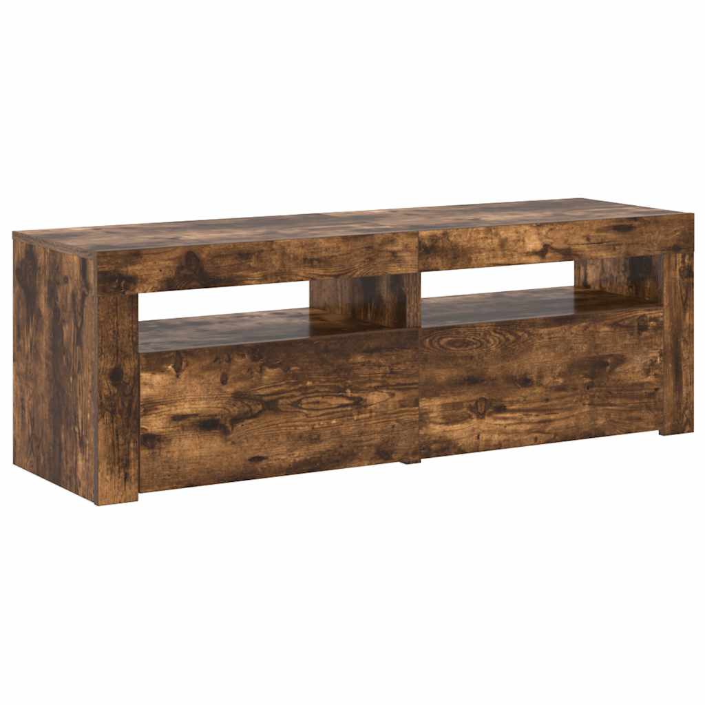 Meuble TV avec lumières LED Chêne fumé 120x35x40 cm - XIOS