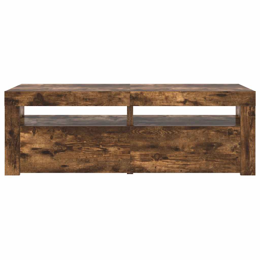 Meuble TV avec lumières LED Chêne fumé 120x35x40 cm - XIOS