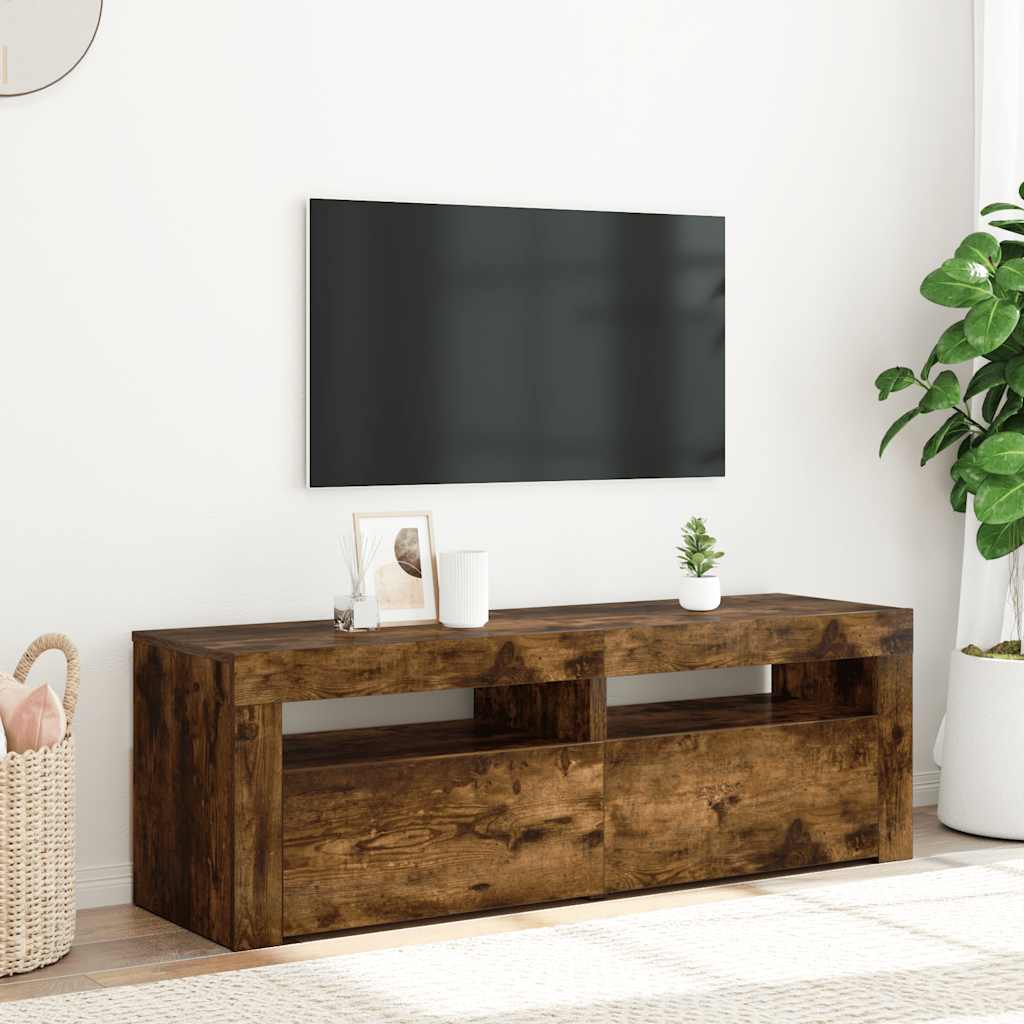 Meuble TV avec lumières LED Chêne fumé 120x35x40 cm - XIOS