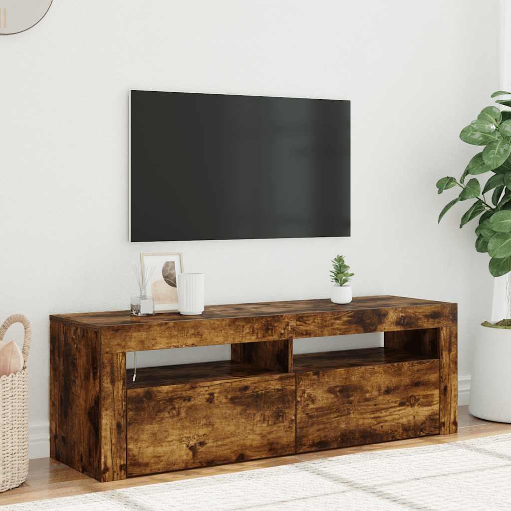 Meuble TV avec lumières LED Chêne fumé 120x35x40 cm - XIOS