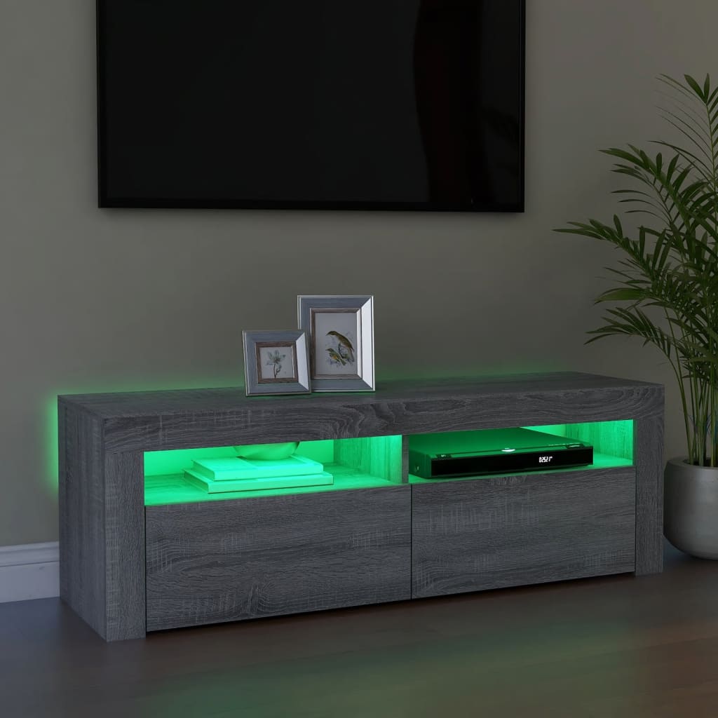 Meuble TV avec lumières LED sonoma gris 120x35x40 cm Meubles TV vidaXL   