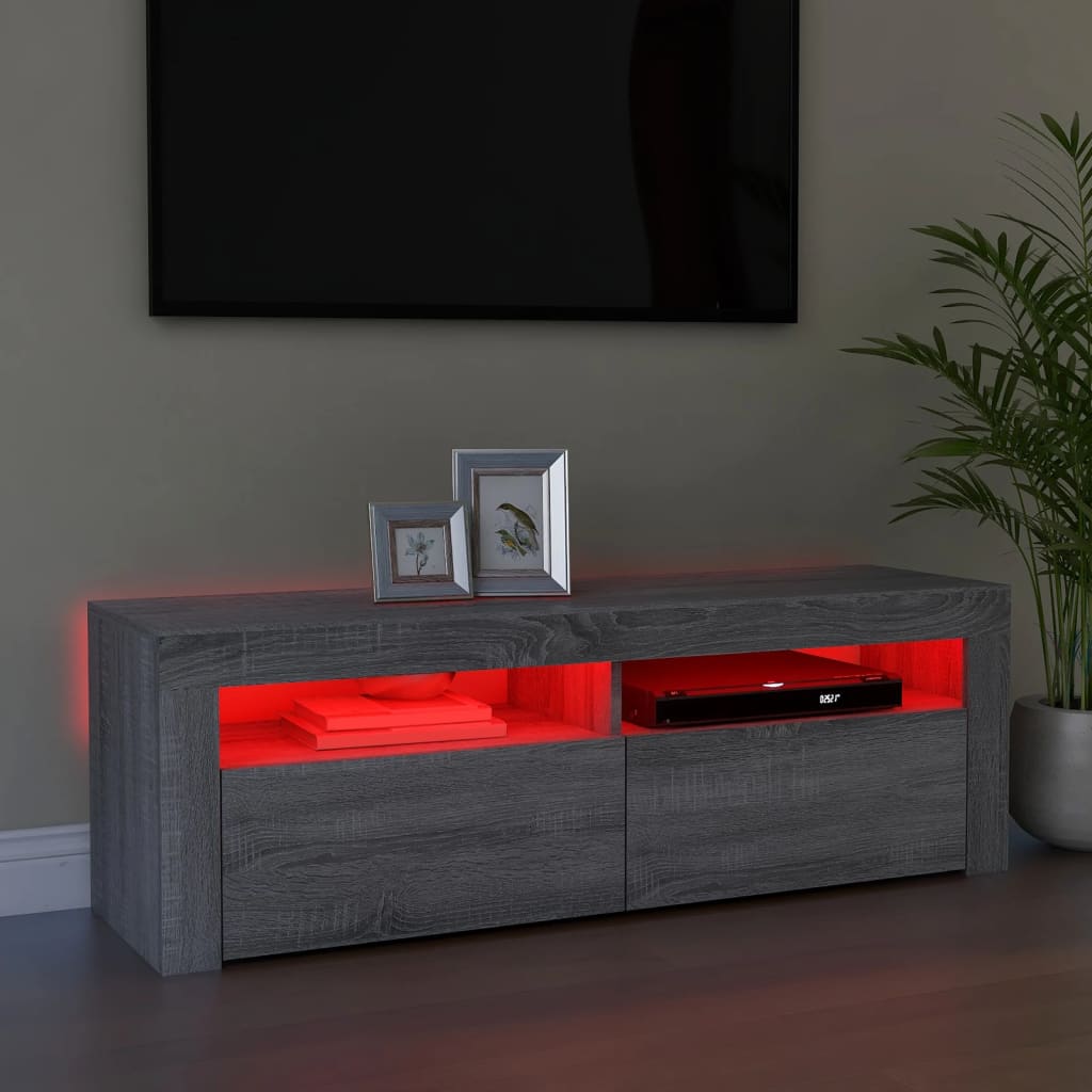 Meuble TV avec lumières LED sonoma gris 120x35x40 cm Meubles TV vidaXL   