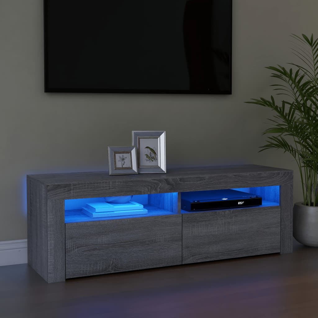 Meuble TV avec lumières LED sonoma gris 120x35x40 cm Meubles TV vidaXL   