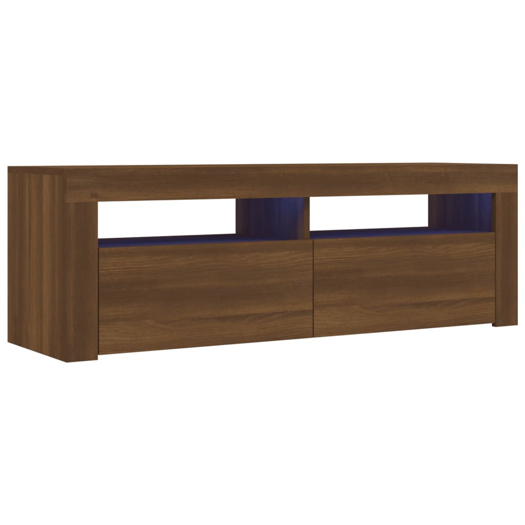 Meuble TV avec lumières LED chêne marron 120x35x40 cm Meubles TV vidaXL   
