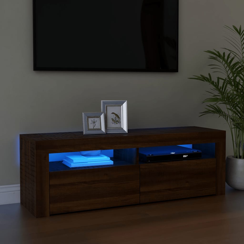 Meuble TV avec lumières LED chêne marron 120x35x40 cm Meubles TV vidaXL   