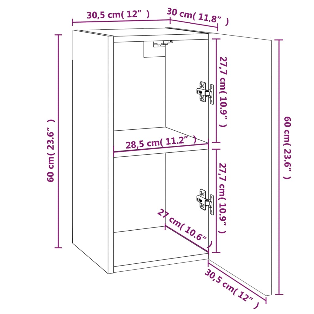 Meubles TV 2 pcs Chêne marron 30,5x30x60 cm Bois d'ingénierie Meubles TV vidaXL   