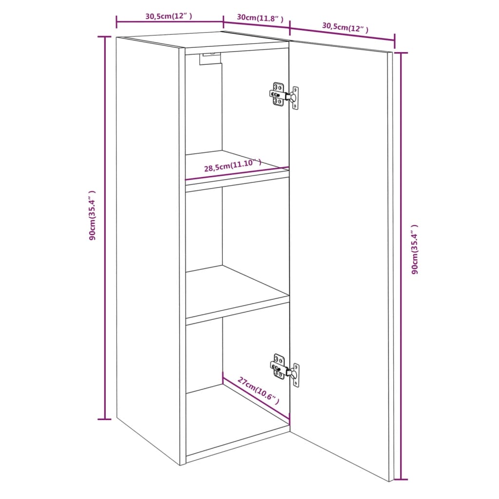 Meubles TV Chêne fumé 30,5x30x90 cm Bois d'ingénierie - XIOS