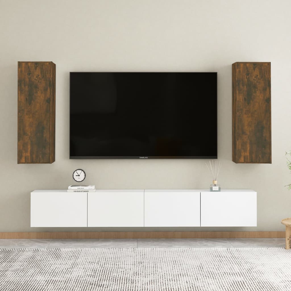 Meubles TV 2 pcs Chêne fumé 30,5x30x90 cm Bois d'ingénierie - XIOS