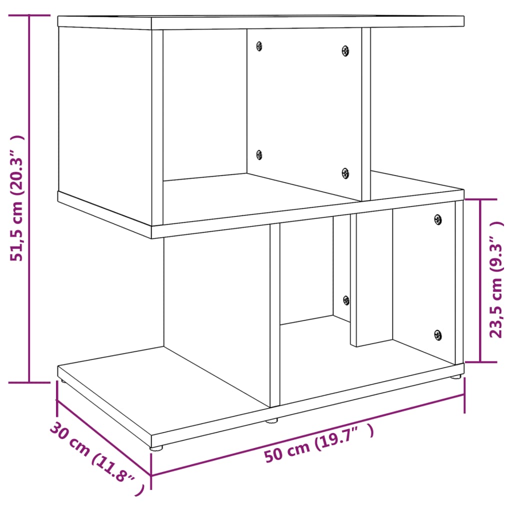 Table de chevet Sonoma gris 50x30x51,5 cm Bois d'ingénierie - XIOS