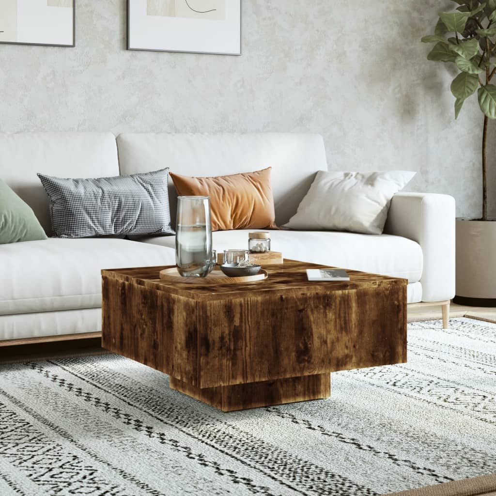 Table basse Chêne fumé 60x60x31,5 cm Bois d'ingénierie - XIOS