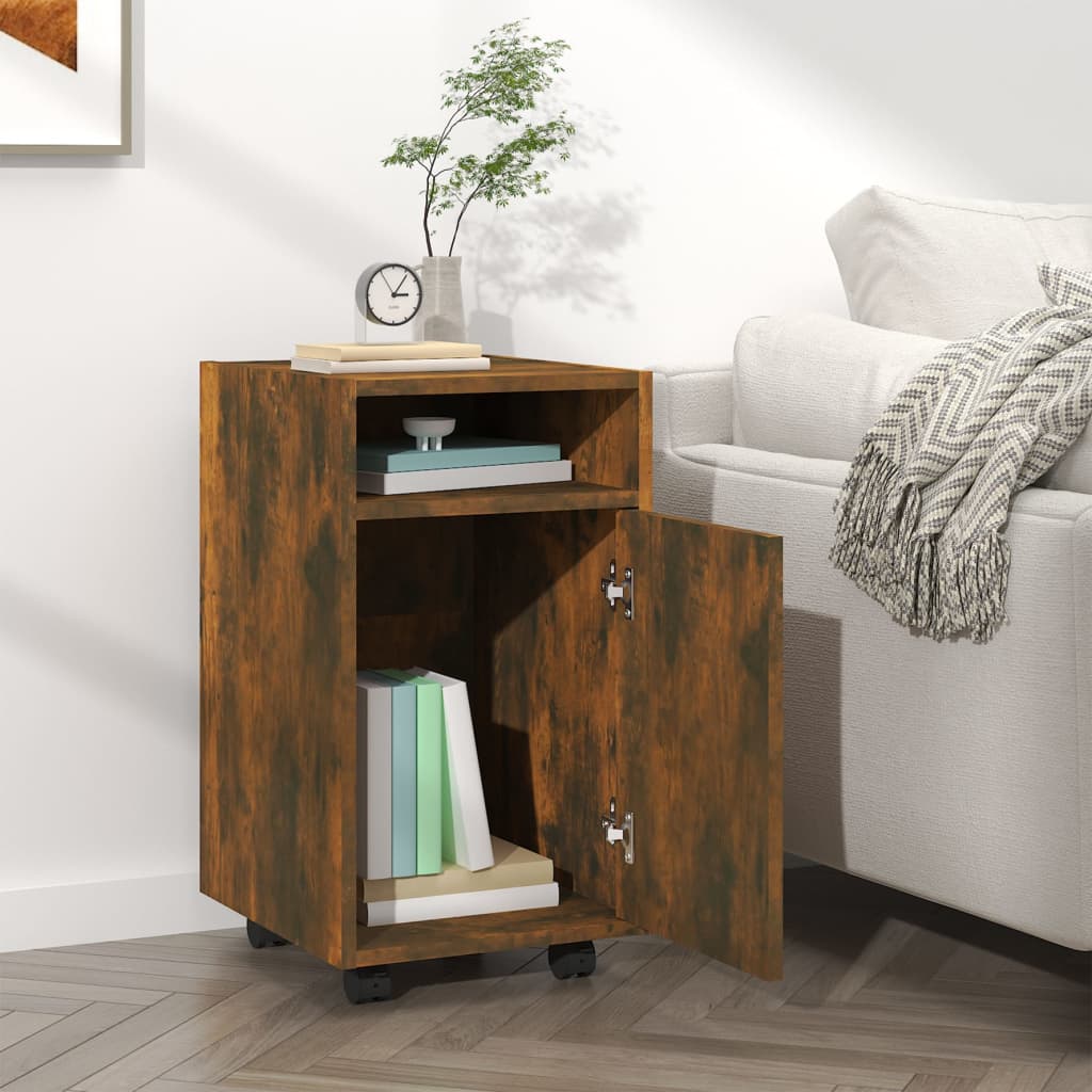 Armoire appoint à roues Chêne fumé 33x38x60cm Bois d'ingénierie - XIOS