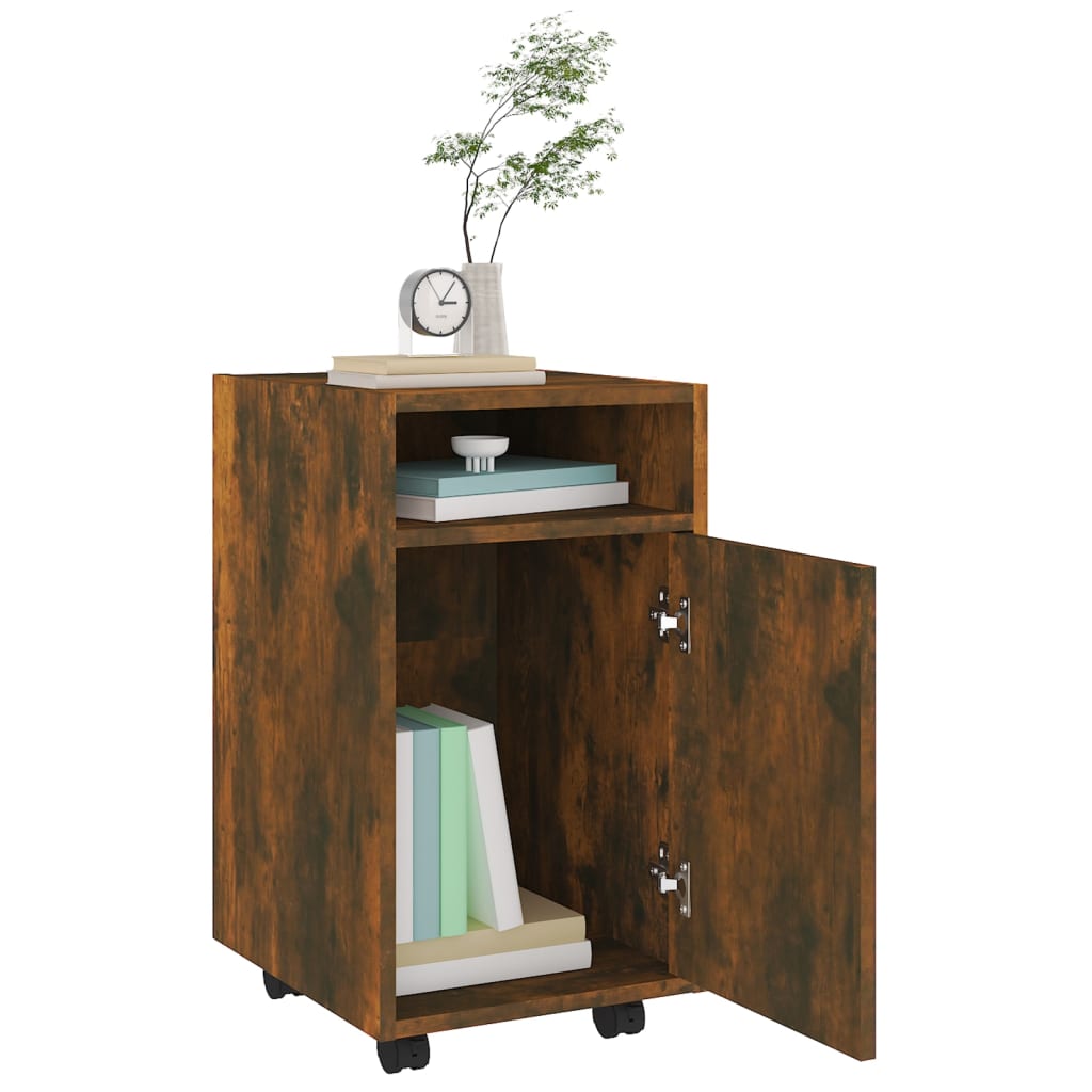 Armoire appoint à roues Chêne fumé 33x38x60cm Bois d'ingénierie - XIOS