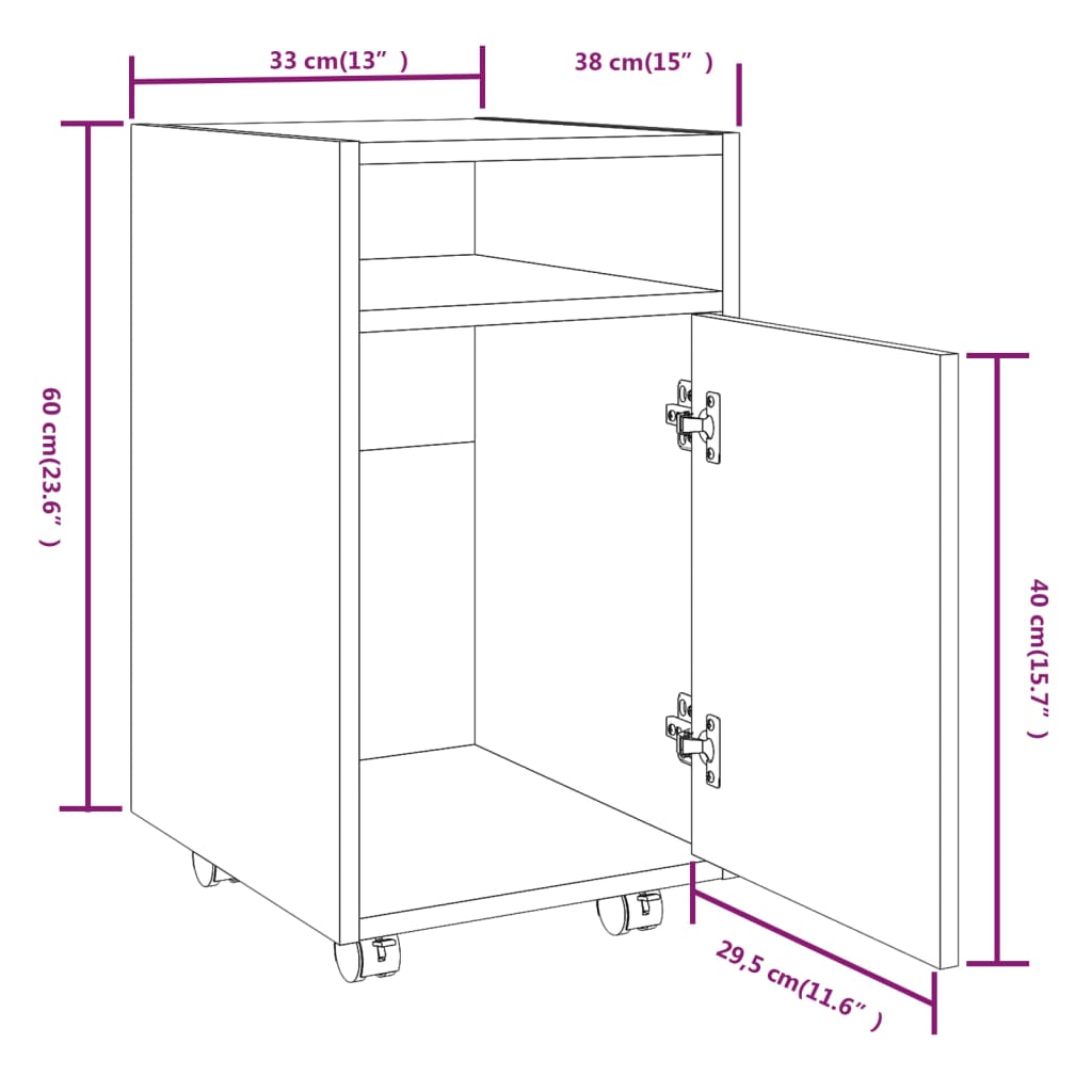 Armoire appoint à roues Chêne fumé 33x38x60cm Bois d'ingénierie - XIOS