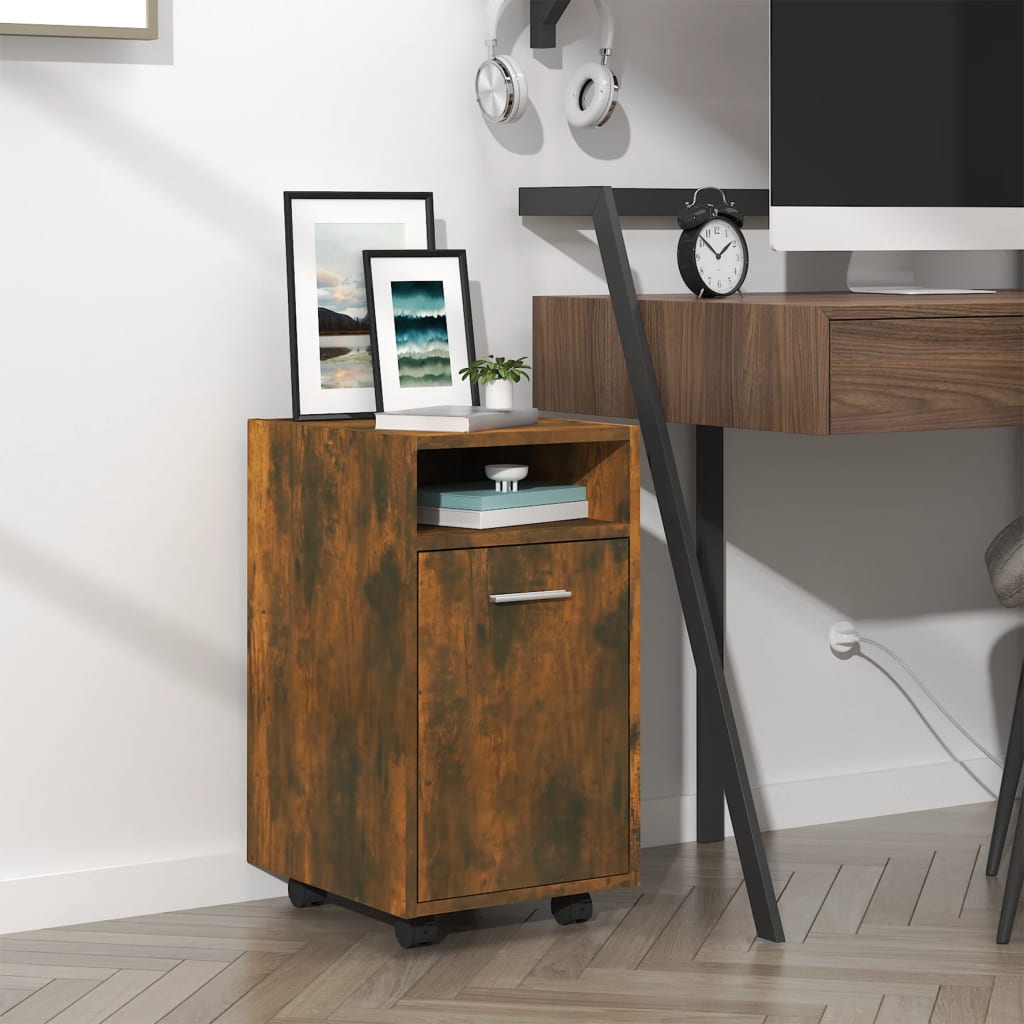 Armoire appoint à roues Chêne fumé 33x38x60cm Bois d'ingénierie - XIOS