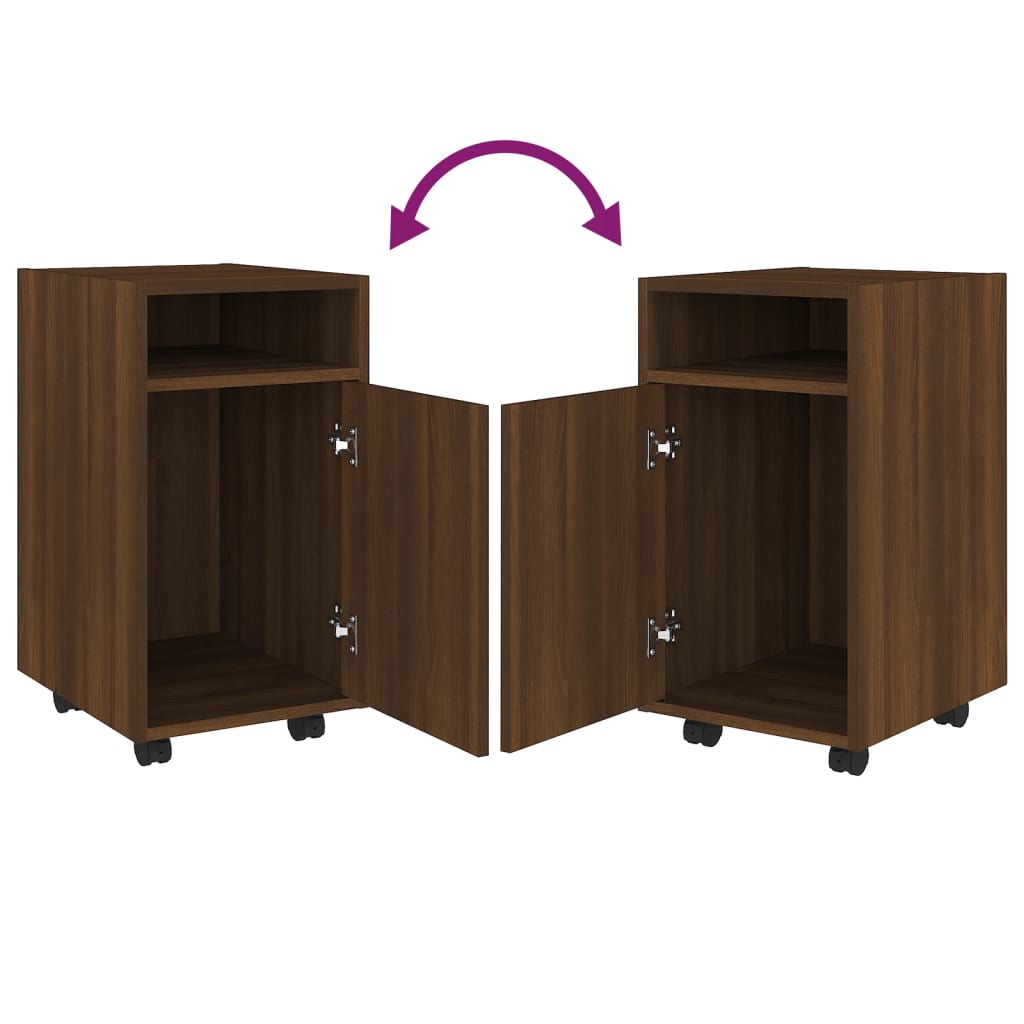 Armoire appoint à roues Chêne marron 33x38x60 cm