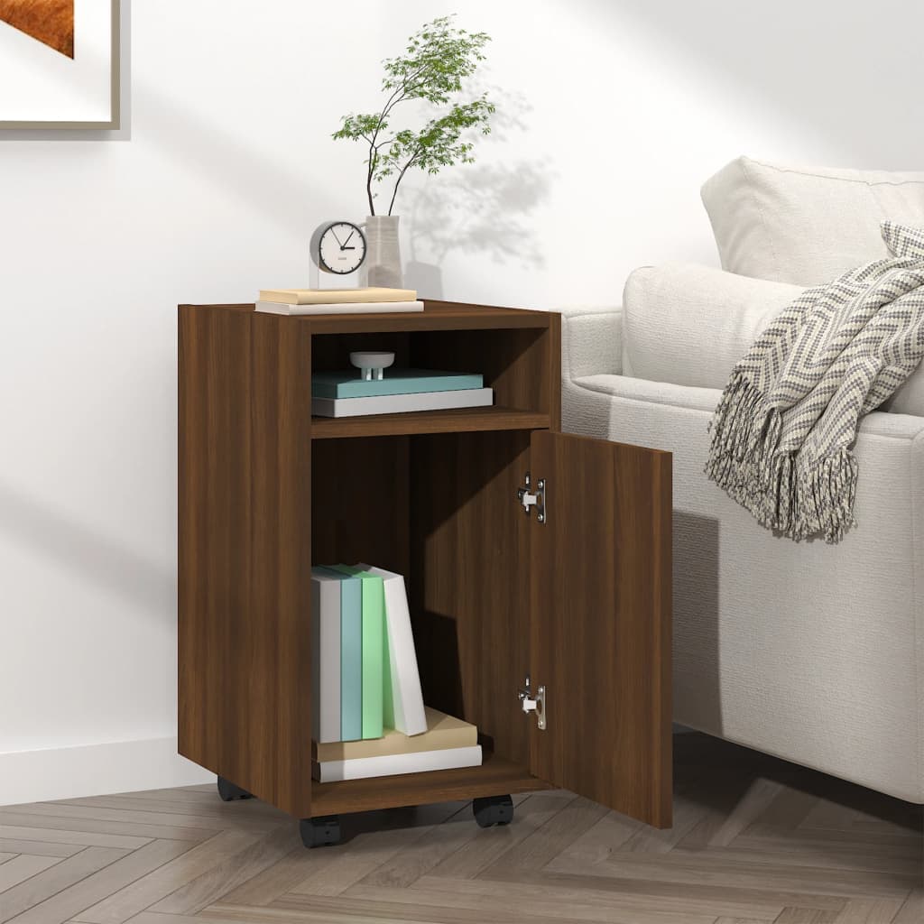 Armoire appoint à roues Chêne marron 33x38x60 cm