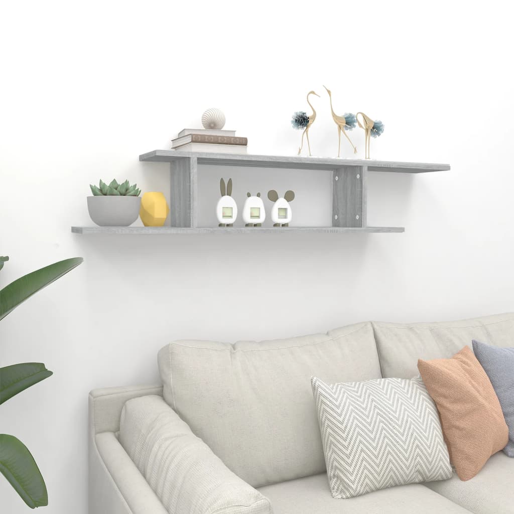 Étagère TV murale Sonoma gris 125x18x23 cm Bois d'ingénierie - XIOS