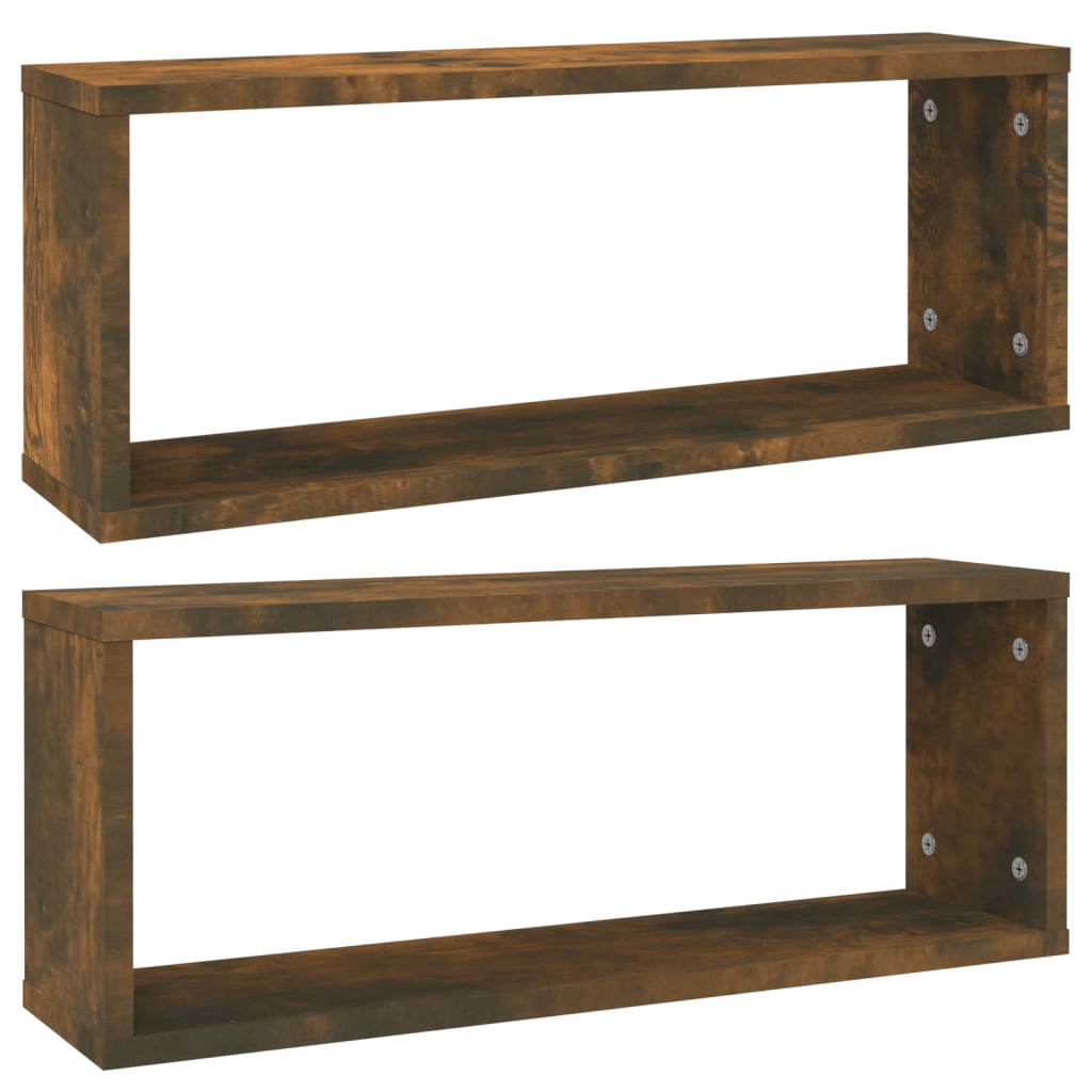 Étagères murales cube 2 pcs Chêne fumé 60x15x23 cm Bois - XIOS